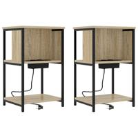 Nachtkastje 2 pcs Sonoma eiken 38 x 31 x 61 cm Bewerkt hout - thumbnail