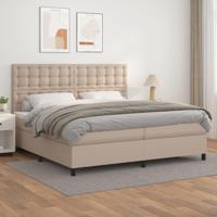 Boxspring met matras kunstleer cappuccinokleurig 200x200 cm - thumbnail
