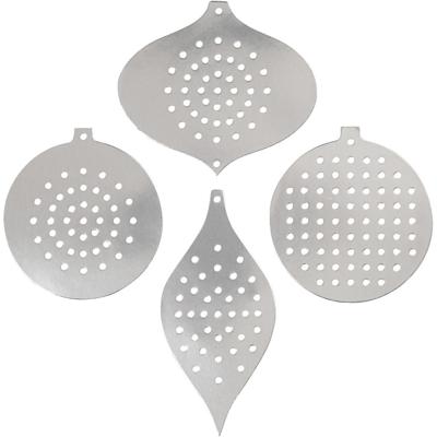 Creativ Company Kruissteken karton, kersdecoratie, h: 8,5-12 cm, gatgrootte 3 mm, metallic zilver, 8 stuk/ 1 doos