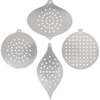 Creativ Company Kruissteken karton, kersdecoratie, h: 8,5-12 cm, gatgrootte 3 mm, metallic zilver, 8 stuk/ 1 doos - thumbnail