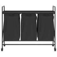 Wasmand 3 vakken met planken zwart eikenkleurig - thumbnail