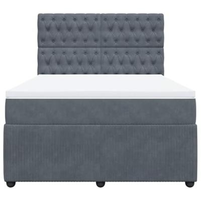Boxspring met matras fluweel donkergrijs 140x190 cm