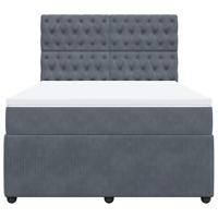 Boxspring met matras fluweel donkergrijs 140x190 cm - thumbnail