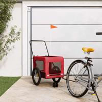 Hondenfietstrailer oxford stof en ijzer rood en zwart - thumbnail