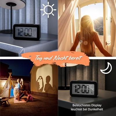 Mebus 42435 Wekker Kwarts Zwart Groot display