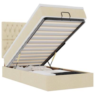 Ottoman bed met matras en LED's 120x190cm stof crèmekleurig - thumbnail