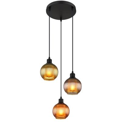 Globo Ronde hanglampZumba gekleurd glas 3-lichts Ø 36cm - 15638-3