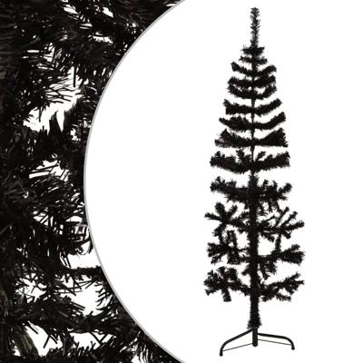 VidaXL Kunstkerstboom half met standaard smal 120 cm zwart