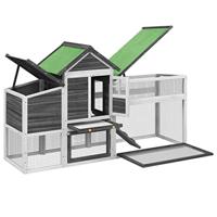 Kippenhok 186,5x58,5x113 cm massief grenenhout grijs - thumbnail