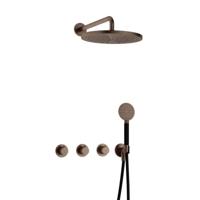 Hotbath Cobber - CB7067 - Inbouw Regendoucheset - Verouderd Messing - 2 Stopkranen - Thermostatisch - Wandarm 40 cm - Hoofddouche 300 mm - Ronde Handdouche 3 Standen - met M106 - Waterbesparend - thumbnail