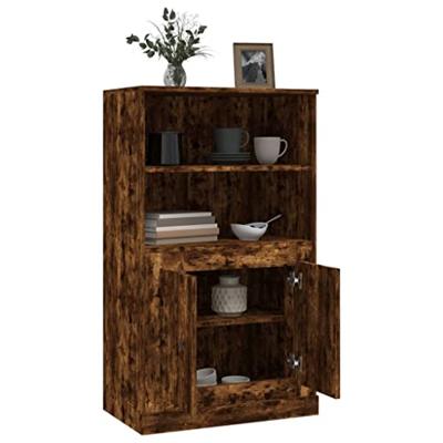 Hoge kast 60x35,5x103,5 cm bewerkt hout gerookt eikenkleurig