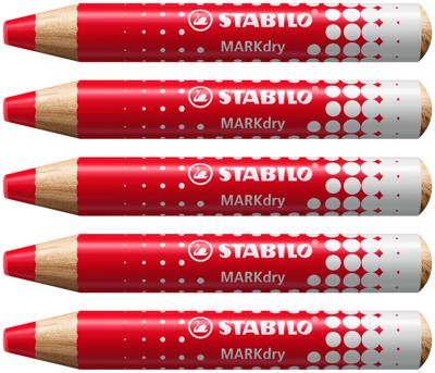 Whiteboardpotlood stabilo markdry 648/40 rood | 5 stuks