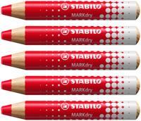Whiteboardpotlood stabilo markdry 648/40 rood | 5 stuks - thumbnail