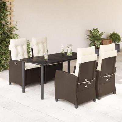 5-delige Tuinset met kussens poly rattan bruin