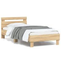 Bedframe met hoofdbord en LED sonoma eikenkleurig 90x200 cm - thumbnail