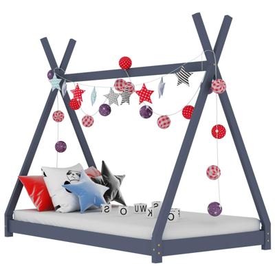 Kinderbedframe massief grenenhout grijs 90x200 cm Kinderbedframe massief grenenhout grijs 90x200 cm