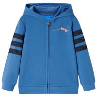 Kindervest met capuchon en rits skateboardprint 128 blauw - thumbnail
