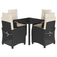 5-delige Tuinset met kussens poly rattan zwart - thumbnail