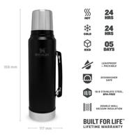 Stanley The Legendary Classic Bottle 1.0L / 1.1Qt Thermosfles Matte Black 1L - thumbnail