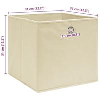 VidaXL Opbergboxen 4 st 32x32x32 cm stof crèmekleurig - thumbnail