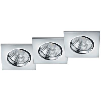 LED Inbouwspots 3-Pack - Vierkant 5W Dimbaar - Warm Wit 3000K - Mat Chroom