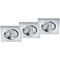 LED Inbouwspots 3-Pack - Vierkant 5W Dimbaar - Warm Wit 3000K - Mat Chroom - thumbnail