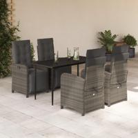 5-delige Tuinset met kussens poly rattan grijs - thumbnail