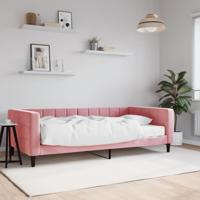 Slaapbank met matras 100x200 cm fluweel roze - thumbnail