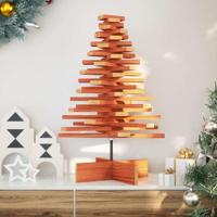 VidaXL Kerstdecoratie kerstboom 80 cm massief grenenhout wasbruin - thumbnail