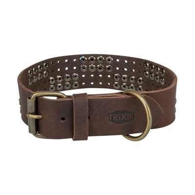 Trixie halsband hond rivet rustic vetleer donkerbruin Trixie halsband hond rivet rustic vetleer donkerbruin