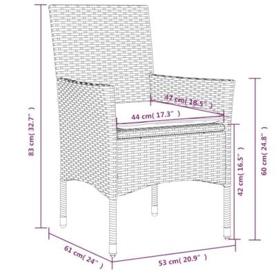 9-delige Tuinset met kussens poly rattan en glas grijs - thumbnail