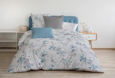 Dekbedovertrekset - HOME LINGE PASSION - POMPADOUR - 100% Katoen - 140x200 cm - Wit/Bloem