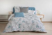 Dekbedovertrekset - HOME LINGE PASSION - POMPADOUR - 100% Katoen - 140x200 cm - Wit/Bloem - thumbnail