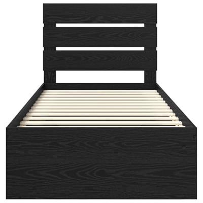 Bedframe met hoofdeinde Zwart 90 x 200 cm Massief grenenhout
