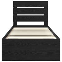 Bedframe met hoofdeinde Zwart 90 x 200 cm Massief grenenhout - thumbnail
