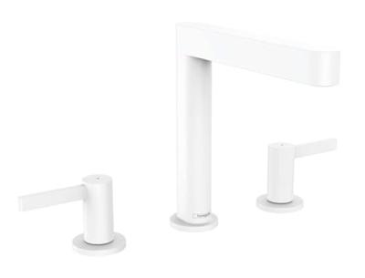 Wastafelmengkraan Finoris HansGrohe 3-gats 160 met Push-Open Waste Mat Wit Wastafelmengkraan Finoris HansGrohe 3-gats 160 met Push-Open Waste Mat Wit