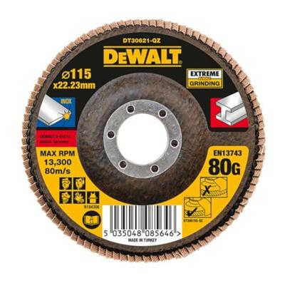 DeWalt Accessoires Lamellen schuurschijf EXTREME 115x22.2mm 80G - DT30621-QZ - 1 stuk - DT30621-QZ DeWalt Accessoires Lamellen schuurschijf EXTREME 115x22.2mm 80G - DT30621-QZ - 1 stuk - DT30621-QZ