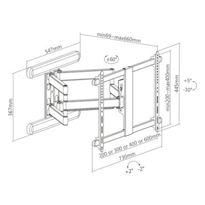ROLINE PREMIUM TV-muurbeugel, zeer flexibel, max. 70 kg