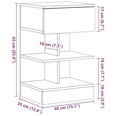 Nachtkastjes 2 st 40x35x65 cm bewerkt hout oud houtkleurig