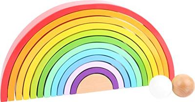 Small Foot houten bouwblokken regenboog xl, 14dlg.