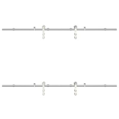 Schuifdeur onderdelenset 200 cm roestvrij staal zilverkleurig