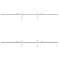 Schuifdeur onderdelenset 200 cm roestvrij staal zilverkleurig - thumbnail