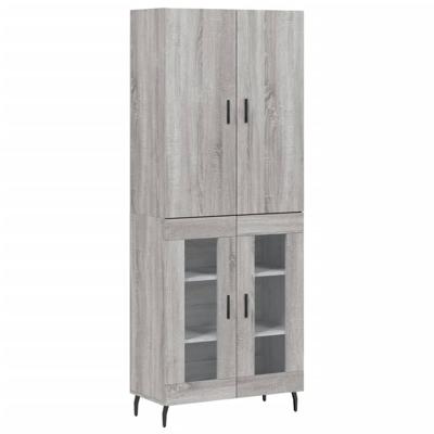 Hoge kast 69,5x34x180 cm bewerkt hout grijs sonoma eikenkleurig