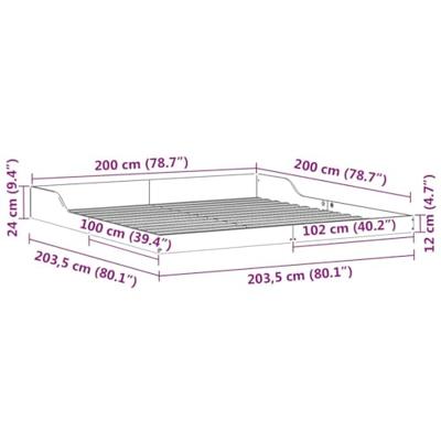 Bedframe Wasbruin 200 x 200 cm Grenenhout Bedframe Wasbruin 200 x 200 cm Grenenhout