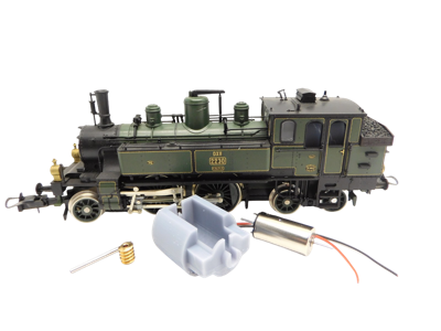 micromotor HTR002G motor ombouwset voor Trix BR 73, K.Bay.Sts.B. Gattung DXII , Pfalz P2 II (oud Model)