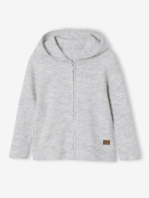 Sweater met rits en capuchon voor jongens gemêleerd grijs Sweater met rits en capuchon voor jongens gemêleerd grijs