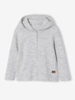 Sweater met rits en capuchon voor jongens gemêleerd grijs - thumbnail
