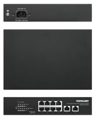 Intellinet 8-Port Gigabit Ethernet PoE+ Switch mit 2 RJ45 Gigabit Uplink-Ports 120W Netwerk switch 10 / 100 / 1000 MBit/s IEEE 802.3af (15.4 W), IEEE 802.3at Intellinet 8-Port Gigabit Ethernet PoE+ Switch mit 2 RJ45 Gigabit Uplink-Ports 120W Netwerk switch 10 / 100 / 1000 MBit/s IEEE 802.3af (15.4 W), IEEE 802.3at