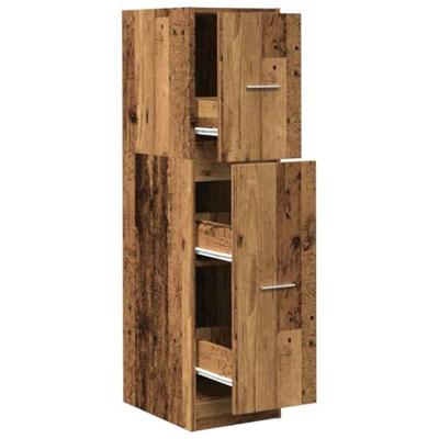 Apothekerskast 30x41x118 cm bewerkt hout oud houtkleurig