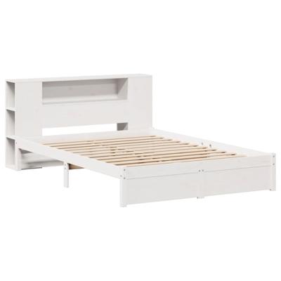 Bed met boekenkast zonder matras grenenhout wit 150x200 cm - thumbnail